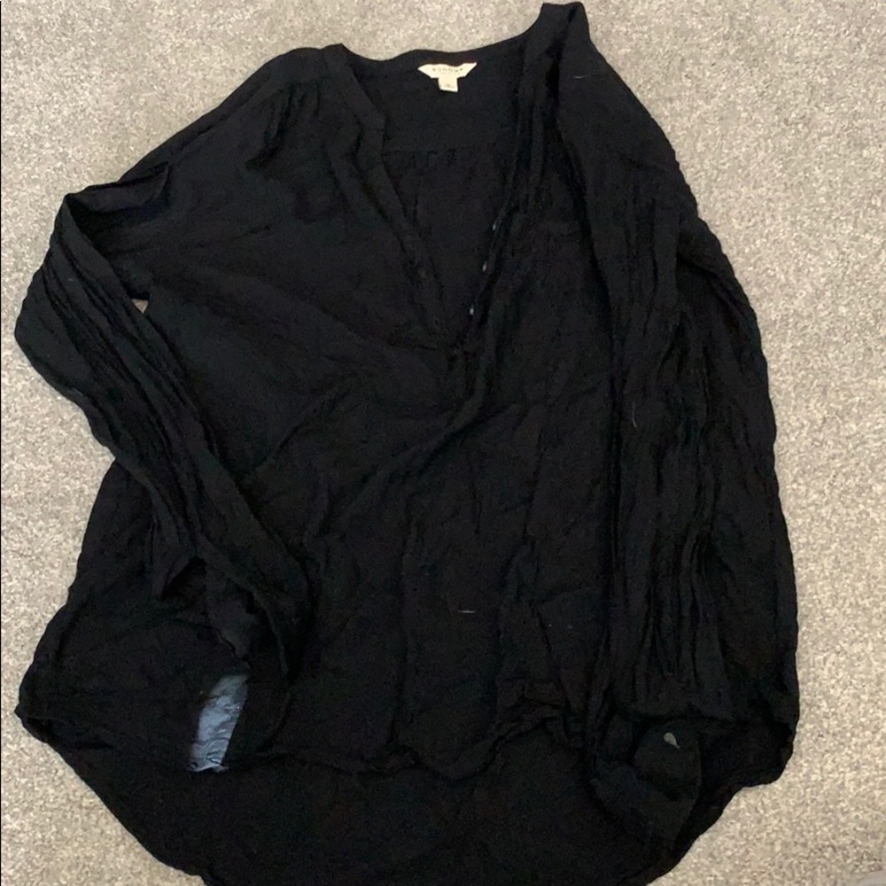 Long sleeve half button down shirt with no collar
